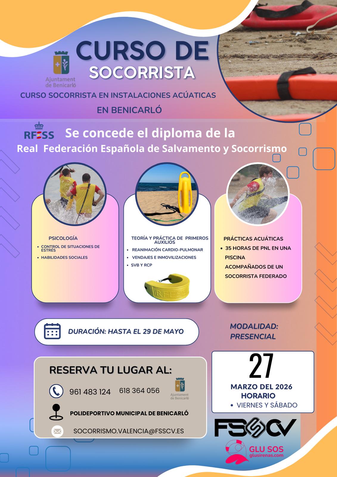 Curso Socorrista Instalaciones Acuáticas Benicarló 01/26C